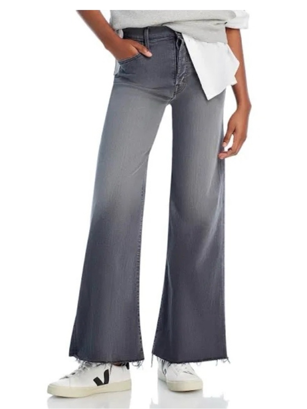 MOTHER The Tomcat Roller Frayed Wide Leg Jeans in Dancing in the Moonlight